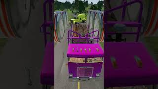 Rainbow Colour Cargo Trucks amp Bus vs Giant Hydraulic Crush  BeamNGDrive [upl. by Eemaj10]