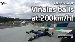 Viñales scary crash at over 200kmh  2020 Styrian GP [upl. by Eboj]