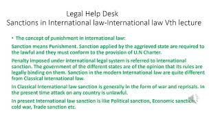 Sanction of Internationa Law Punishment of International Law Basic of Internationa Law [upl. by Laet]