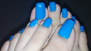 Stunning Blue Pedicure Nail Polish Swatches  How To Paint Your Toe Nails  Rose Pearl [upl. by Salvucci]