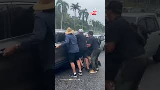 Tourists in KL go viral for lifting parked cars blocking their tour bus [upl. by Gnos]