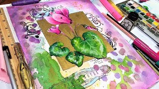 Gold Ink amp Watercolor Lets Paint a Mixed Media Cyclamen [upl. by Florry]