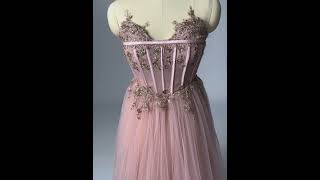 Vintage  Retro ALine  Princess Dusky Pink Sweetheart Prom Dresses 2024 [upl. by Gilbert]