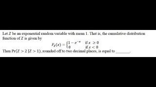 Computing Conditional probability from given Exponential CDF  All Branches  GATE 2019 ECE [upl. by Pederson]