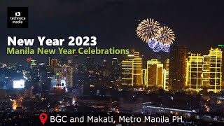 2023 New Year Celebration in Manila  Fireworks Display  BGC Rockwell [upl. by Remoh]