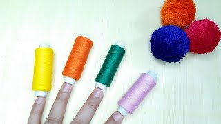 How to make pom pom super easy pom pom making with sewing thread [upl. by Nnylcaj624]