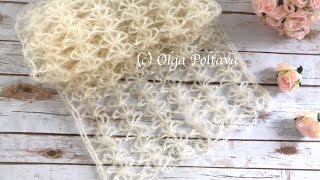 How to Crochet Lacy Mohair Scarf One Row Repeat Crochet Video Tutorial [upl. by Oaoj]