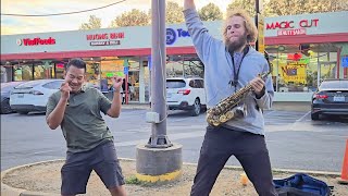 MAGIC MANNY DANCING amp JIMMY PLAYING SAXOPHONE 🤙🤩🤙😎 EDEN CENTER VA USA 🇺🇸 AMERICA♥️ [upl. by Grimaud]