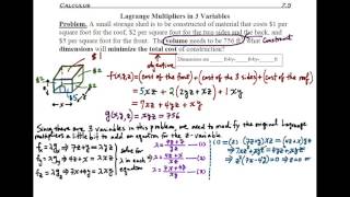 Lagrange Multipliers in three variables [upl. by Nations242]