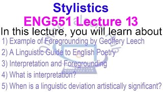 Stylistics  ENG551 Lecture 13 [upl. by Imit]