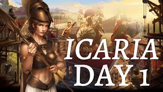 GREPOLIS gameplay  DAY 1 on ICARIA  english server [upl. by Anaeda]