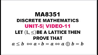 A PROBLEM ON LATTICES  DISCRETE MATHEMATICS  UNIT5 VIDEO11 [upl. by Anerual]