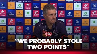 quotA neversaydie teamquot Justin Longmuir on draw vs Collingwood ✊  Press conference  Fox Footy [upl. by Yetah155]