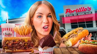 Irish Girl Tries Portillos for the First Time Chili Dog Italian Beef amp Cake Shake Review Chicago [upl. by Rosemarie]