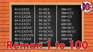 Roman Numerals from 1 to 100  Learn Roman Numbers 1 to 100  Roman Numbers 1 to 100  Roman Numbers [upl. by Haerdna]