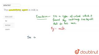 The emulsifying agent in milk is [upl. by Hull]