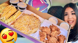 EATING Taco Bell NEW Ultimate Game Day Box wings mexican pizza crunchy tacos MUKBANG asmr [upl. by Micco]