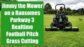 Realtime Football Pitch Mowing with Jimmy the Mower on a Ransomes Parkway 3 cutting grass real time [upl. by Mallon]