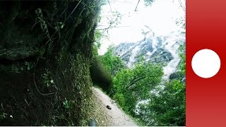 Nepal Trekker video captures landslide caused by earthquake [upl. by Enoryt652]