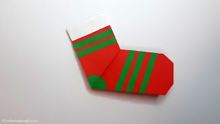 DIY La calza della befana di carta  Christmas stocking origami [upl. by Analem]