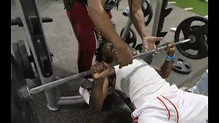 iShowSpeed Tries To Bench Press 225 LBS 😅 [upl. by Enelahs]