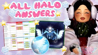 🎄ALL HALO ANSWERS✨ FOR GLITTERFROST 2024 HALO  Royale High Glitterfrost [upl. by Naihtsirc]