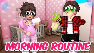 TEEN MOMS MORNING ROUTINE with NEWBORN Roblox [upl. by Idarb318]