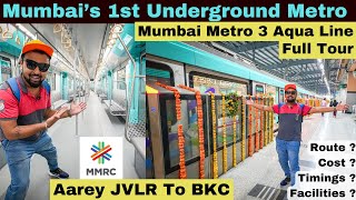 BRAND NEW MUMBAI UNDERGROUND METRO 1st RIDE  Mumbai Metro 3 Aqua Line DETAILED TOUR amp EXPERIENCE [upl. by Ecinert466]