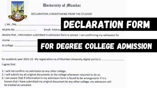 How to Fill Declaration Form for Degree College Admission Online Admission for Degree Colleges 2021 [upl. by Laurent]