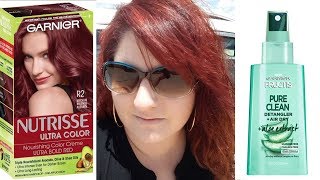 VLOG with Sara Trying Two Garnier Hair Products  Medium Intense Auburn Hair Dye and Detangler [upl. by Atirrehs]