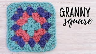 Cómo tejer GRANNY SQUARE básico a crochet  tutorial PASO A PASO  Ahuyama Crochet [upl. by Fuld]