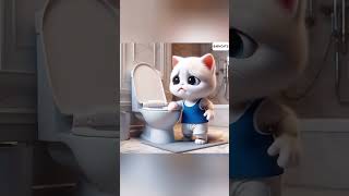 Kitten Drop Phone in Toilet cat catai cats catslovers catsoftiktok catsvideo baby kute cute [upl. by Nowahs]