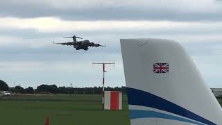 Airside at Teesside airport Featuring RAF C17 Globemaster III ZZ171 050824 [upl. by Milford]