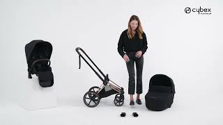 How to Attach the Lux Carry Cot I PRIAM Stroller Travel System I CYBEX [upl. by Ynaitirb]