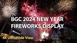 BGC Fireworks Display 2024 New Year Countdown Manila NYE 4K Bonifacio Global City Taguig Philippines [upl. by Hallam]