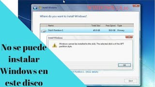 No se puede instalar Windows en este disco Solución 2018 [upl. by Iggy]