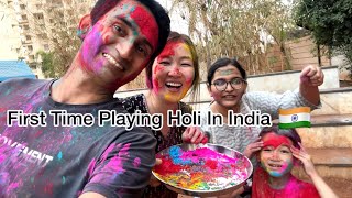 Holi Celebration In India 🇮🇳 Foreigner Playing Holi In India [upl. by Hsreh734]