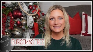 2023 Christmas Tree  Decorate With Me  Red White and Silver Christmas Tree [upl. by Zeculon]