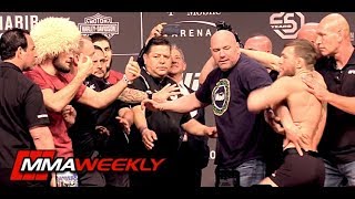 UFC 229 Khabib vs Conor McGregor Ceremonial WeighIn Comes to Blows [upl. by Caprice]