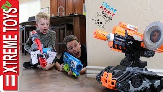 Evil Drone Vs Sneak Attack Squad Ethan and Cole get in to a Nerf Battle with a Crazy Robot [upl. by Lossa]