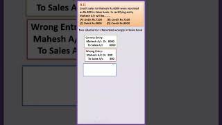 MCQ 11 Rectification of Errors Class 11 Accounts D K Goel 2025 Shorts Solutionslearnwithease [upl. by Aivartal]