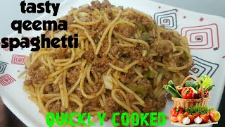 Spicy minced beef spaghetti recipea speedy n quick recipe in urdumust try 🌸🌸 [upl. by Nekial]