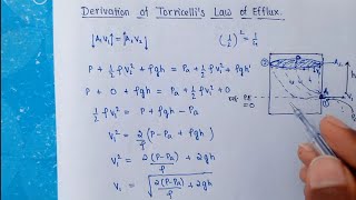 Derivation of Torricellis law of efflux [upl. by Nandor]