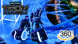 VR 360 TRON Lightcycle Run Roller Coaster at Night POV with Queue Walt Disney World 2024 03 03 [upl. by Pickens]