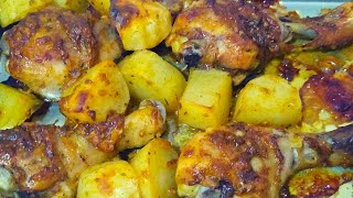 COMO FAZER COXA DE FRANGO ASSADA NO FORNO COM BATATAS [upl. by Anitsrhc]