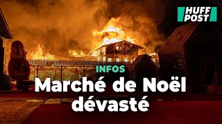 Au Barcarès les images impressionnantes du marché de Noël ravagé par les flammes [upl. by Enilraep30]