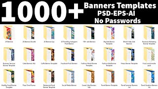 1000 Multipurpose Banners Templates Download In PSD EPS AI Files English Photoshop Tutorial [upl. by Ephraim]