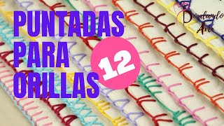 12 PUNTADAS PARA BORDES Y ORILLAS DE SERVILLETAS 💯🤩FACIL Y RAPIDO BLANKET STITCH EMBROIDERY [upl. by Nahtam122]