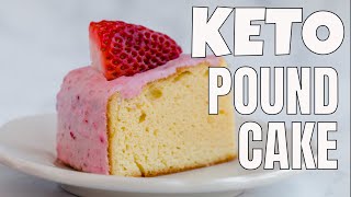 EASY KETO POUND CAKE RECIPE  Strawberry Cream Glazed  Keto Steve Recipe Collab [upl. by Cassius]