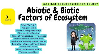 2 TEMPERATURE Abiotic Thermal stratification Homiotherms Poikilotherms Hibernation Aestivation [upl. by Huntlee664]